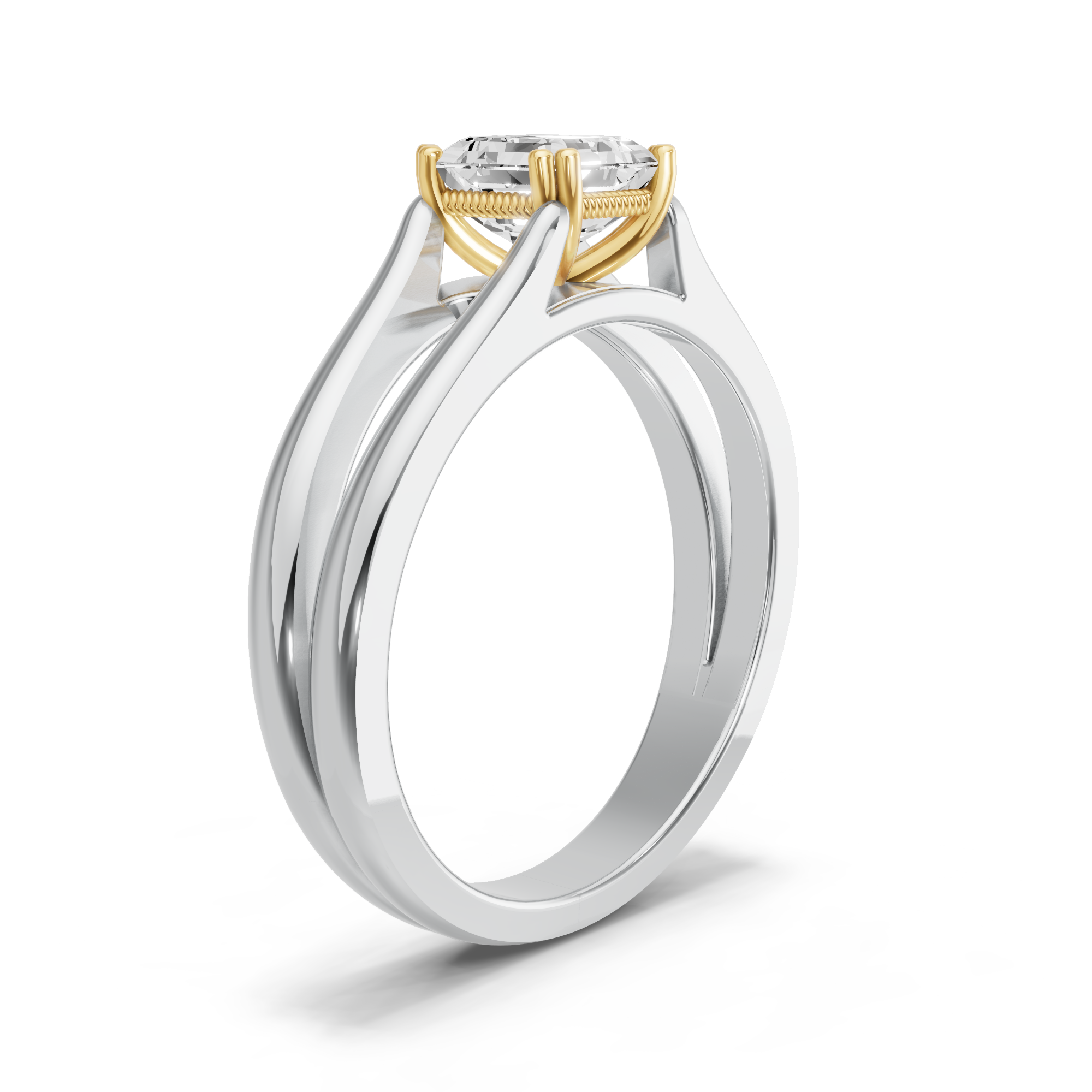 Image for Asscher Vintage Basket Ring with Split Ring Solitaire band