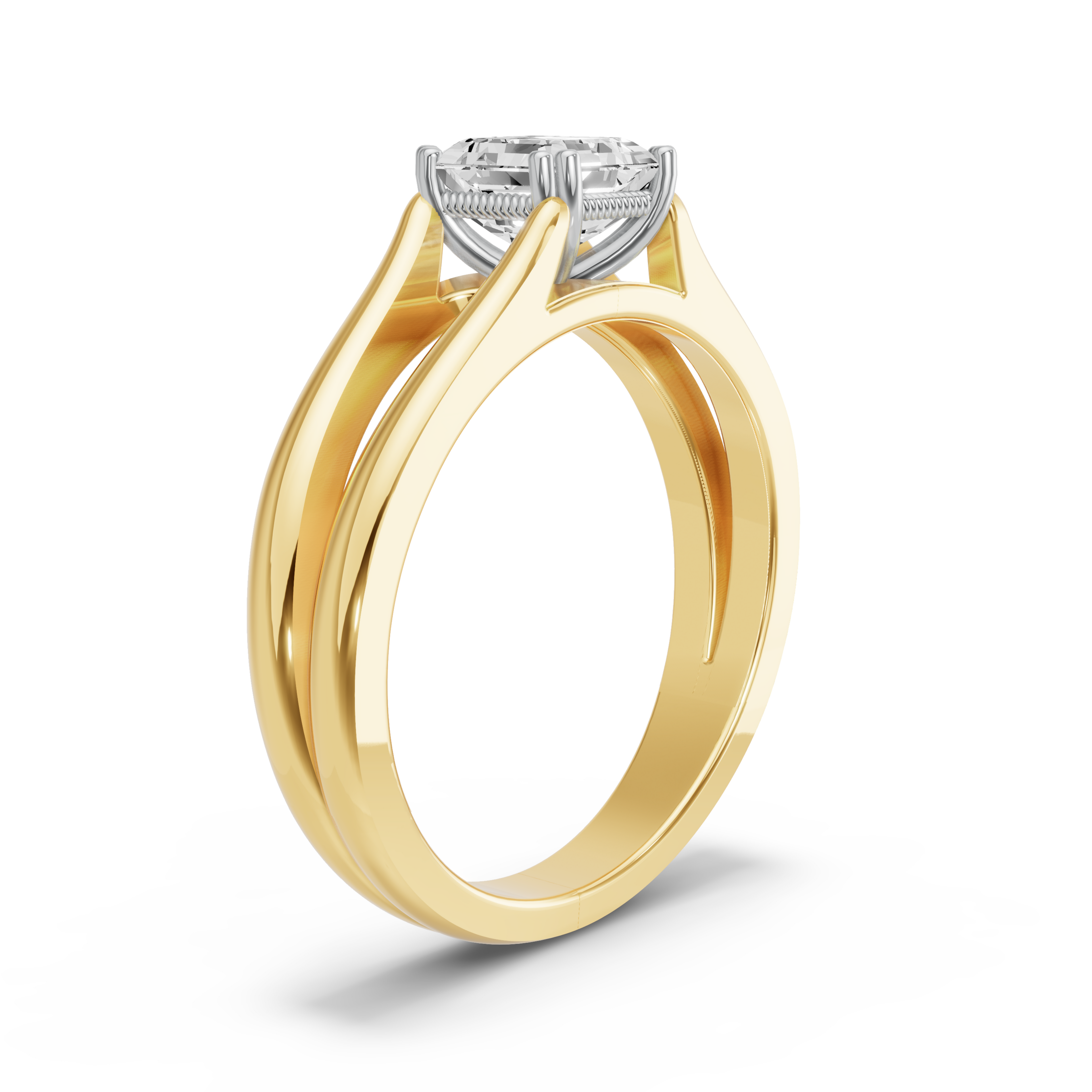 Image for Asscher Vintage Basket Ring with Split Ring Solitaire band