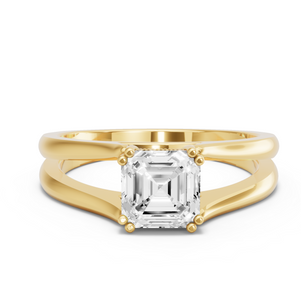 Image for Asscher Vintage Basket Ring with Split Ring Solitaire band