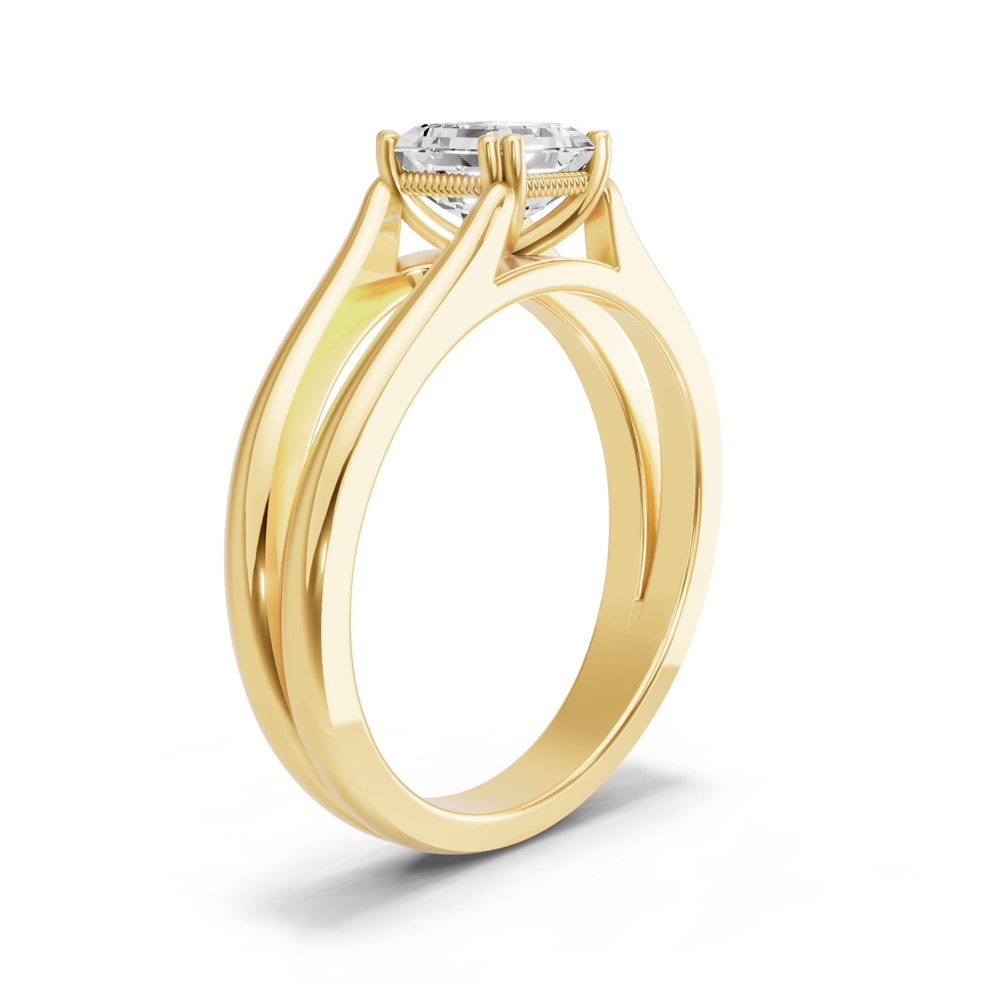 Image for Asscher Vintage Basket Ring with Split Ring Solitaire band