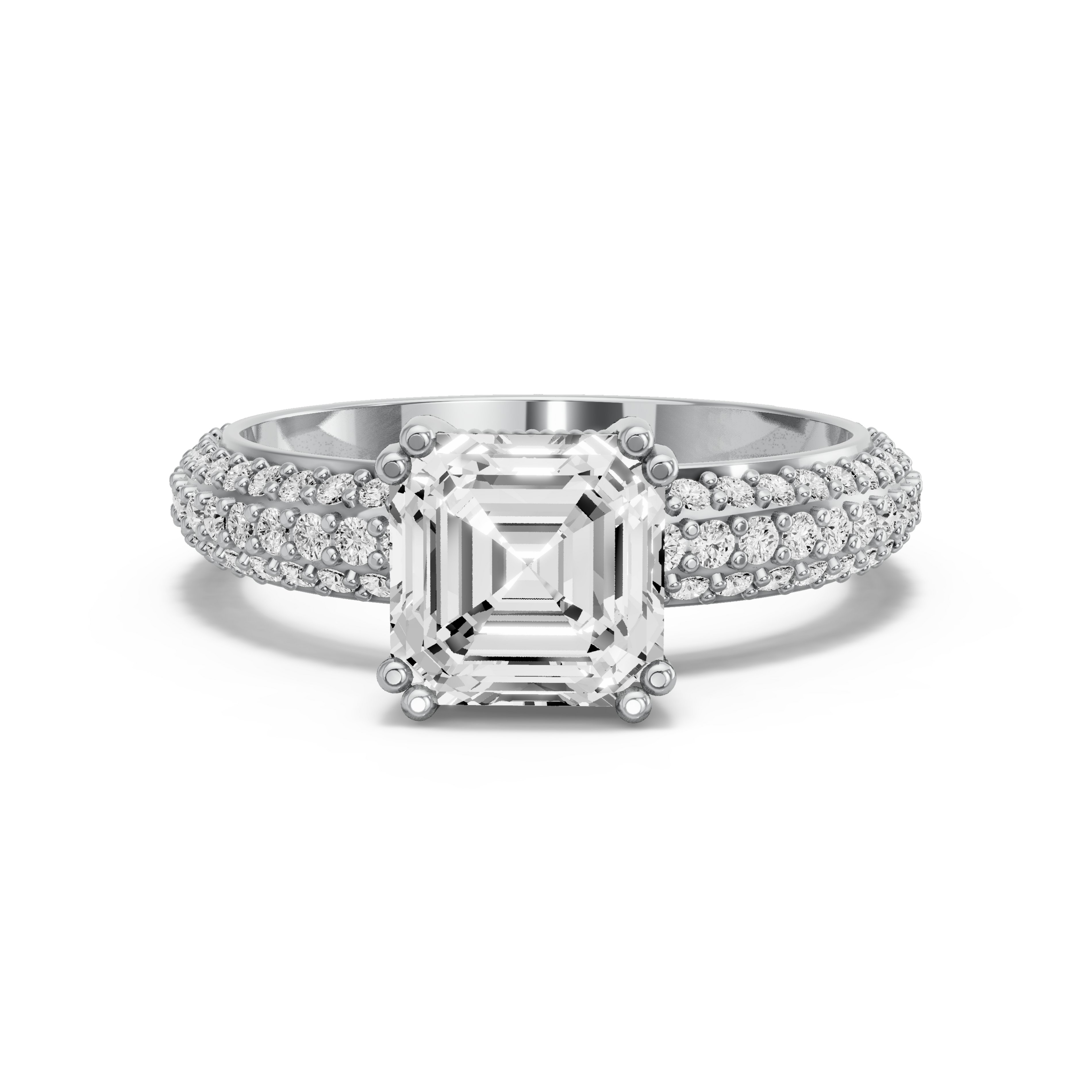 Image for Asscher Vintage Basket Ring with Split Ring Solitaire band in 950 Platinum