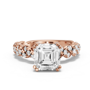 Image for Asscher Vintage Basket Ring with Twist Pave band