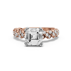 Image for Asscher Vintage Basket Ring with Twist Pave band