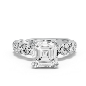 Image for Asscher Vintage Basket Ring with Twist Pave band