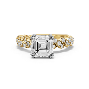 Image for Asscher Vintage Basket Ring with Twist Pave band