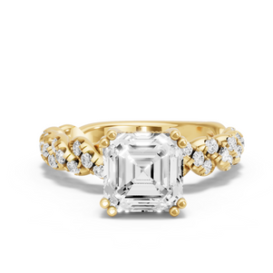 Image for Asscher Vintage Basket Ring with Twist Pave band