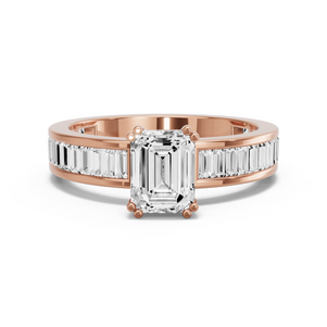 Image for Emerald Vintage Basket Ring with Baguette Channel band
