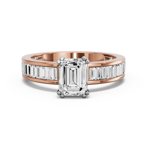 Image for Emerald Vintage Basket Ring with Baguette Channel band