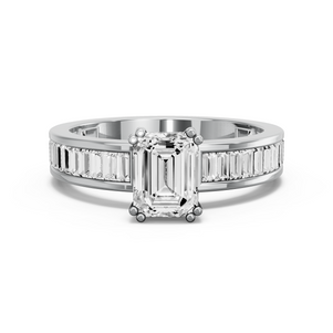 Image for Emerald Vintage Basket Ring with Baguette Channel band