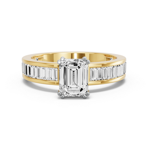 Image for Emerald Vintage Basket Ring with Baguette Channel band