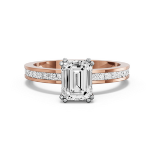 Image for Emerald Vintage Basket Ring with Channel band