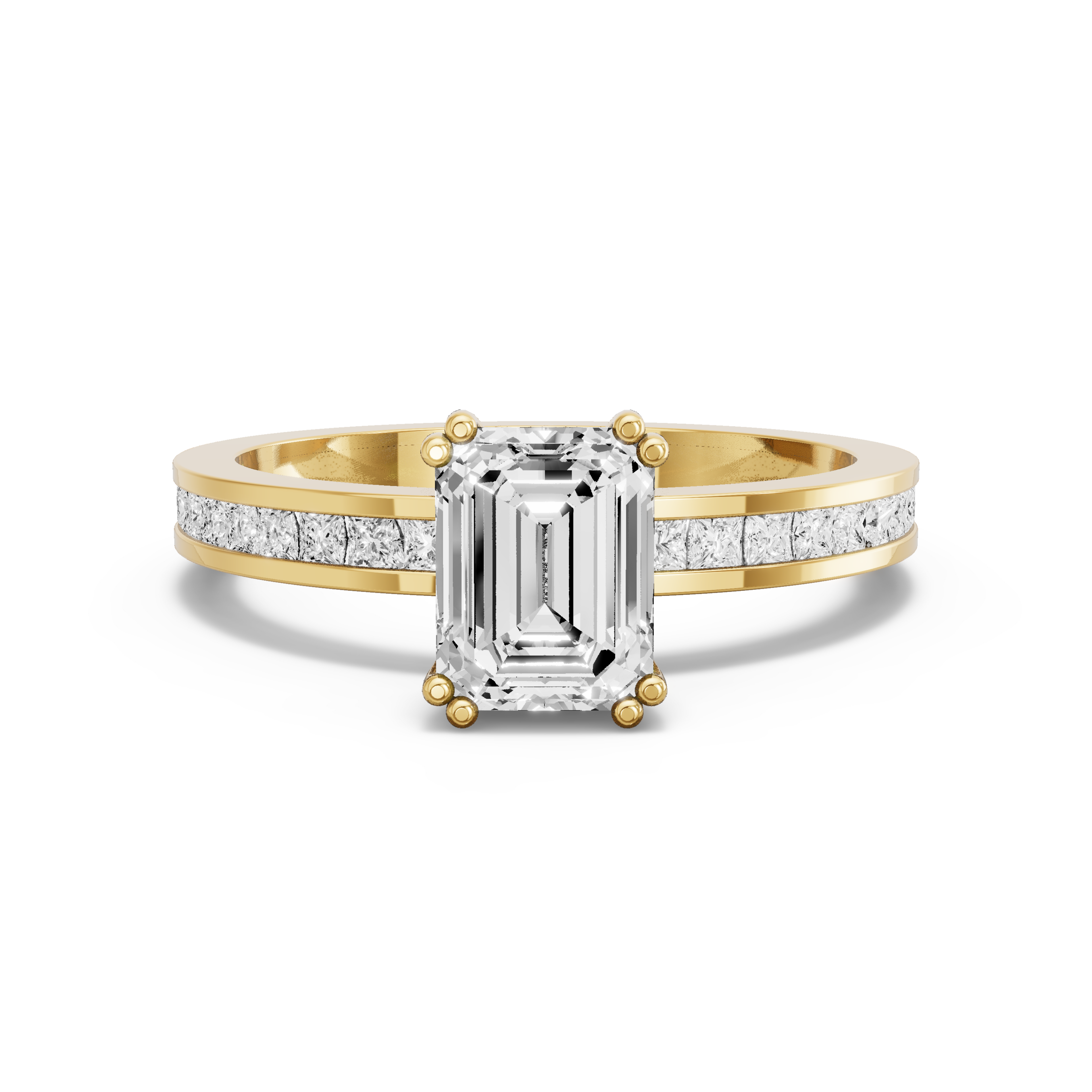 Image for Emerald Vintage Basket Ring with Channel band in 10K Yellow Gold