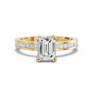Image for Emerald Vintage Basket Ring with Channel band