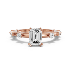 Image for Emerald Vintage Basket Ring with Floating Station band