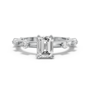Image for Emerald Vintage Basket Ring with Floating Station band