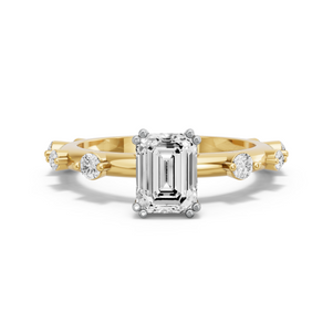 Image for Emerald Vintage Basket Ring with Floating Station band