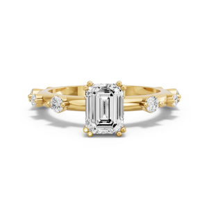 Image for Emerald Vintage Basket Ring with Floating Station band