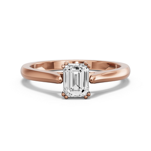 Image for Emerald Vintage Basket Ring with Knife Edge Cathedral band