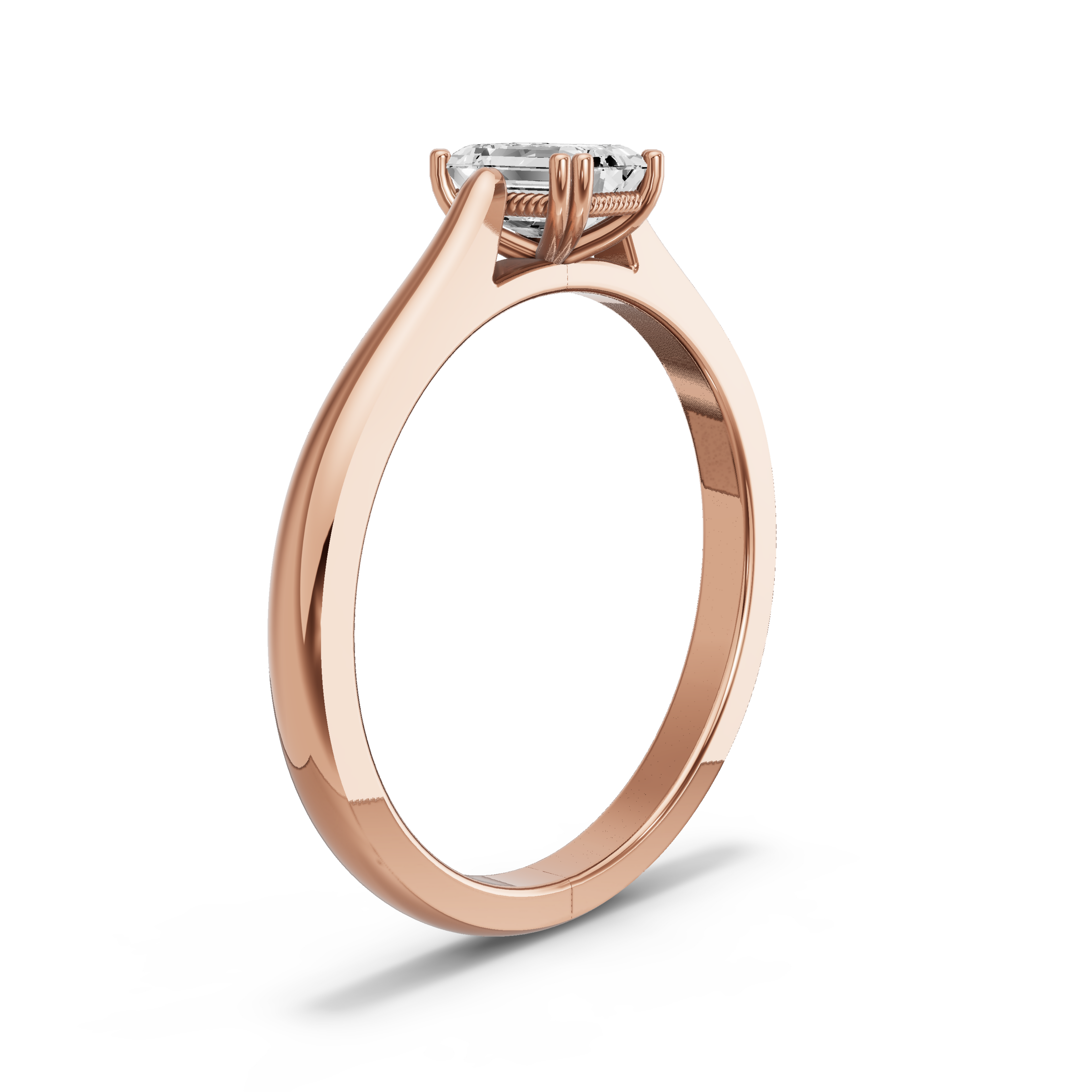 Image for Emerald Vintage Basket Ring with Knife Edge Cathedral band in 18K Rose Gold
