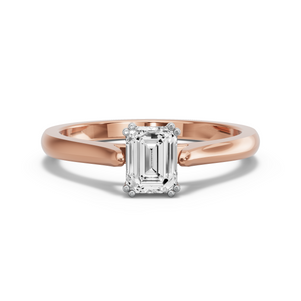 Image for Emerald Vintage Basket Ring with Knife Edge Cathedral band