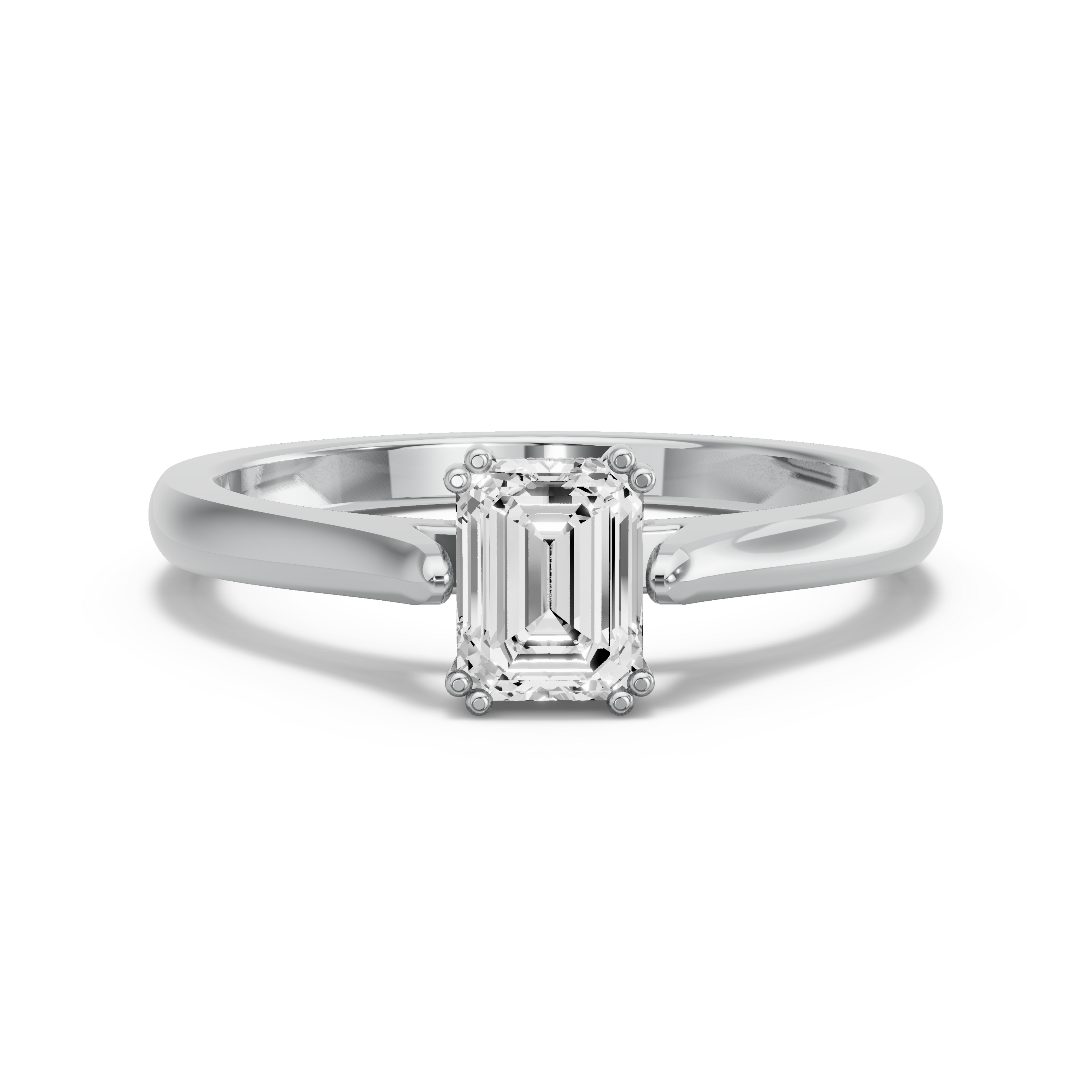Image for Emerald Vintage Basket Ring with Knife Edge Cathedral band in 10K White Gold
