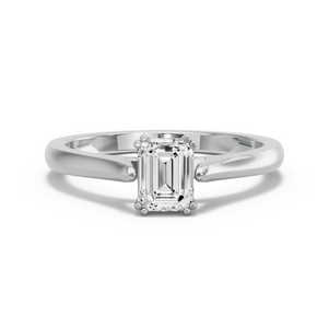 Image for Emerald Vintage Basket Ring with Knife Edge Cathedral band