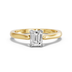 Image for Emerald Vintage Basket Ring with Knife Edge Cathedral band