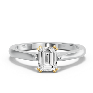 Image for Emerald Vintage Basket Ring with Knife Edge Cathedral band