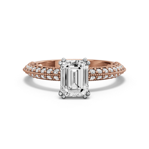 Image for Emerald Vintage Basket Ring with Knife Edge Pave band
