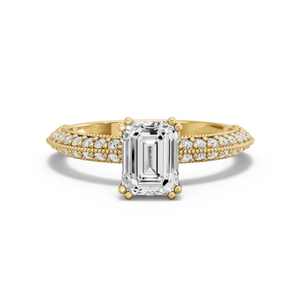 Image for Emerald Vintage Basket Ring with Knife Edge Pave band
