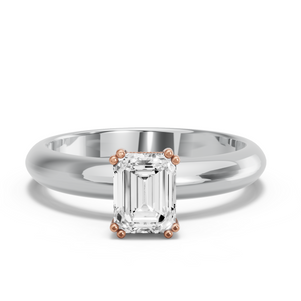 Image for Emerald Vintage Basket Ring with Knife Edge Solitaire band