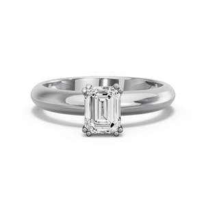 Image for Emerald Vintage Basket Ring with Knife Edge Solitaire band