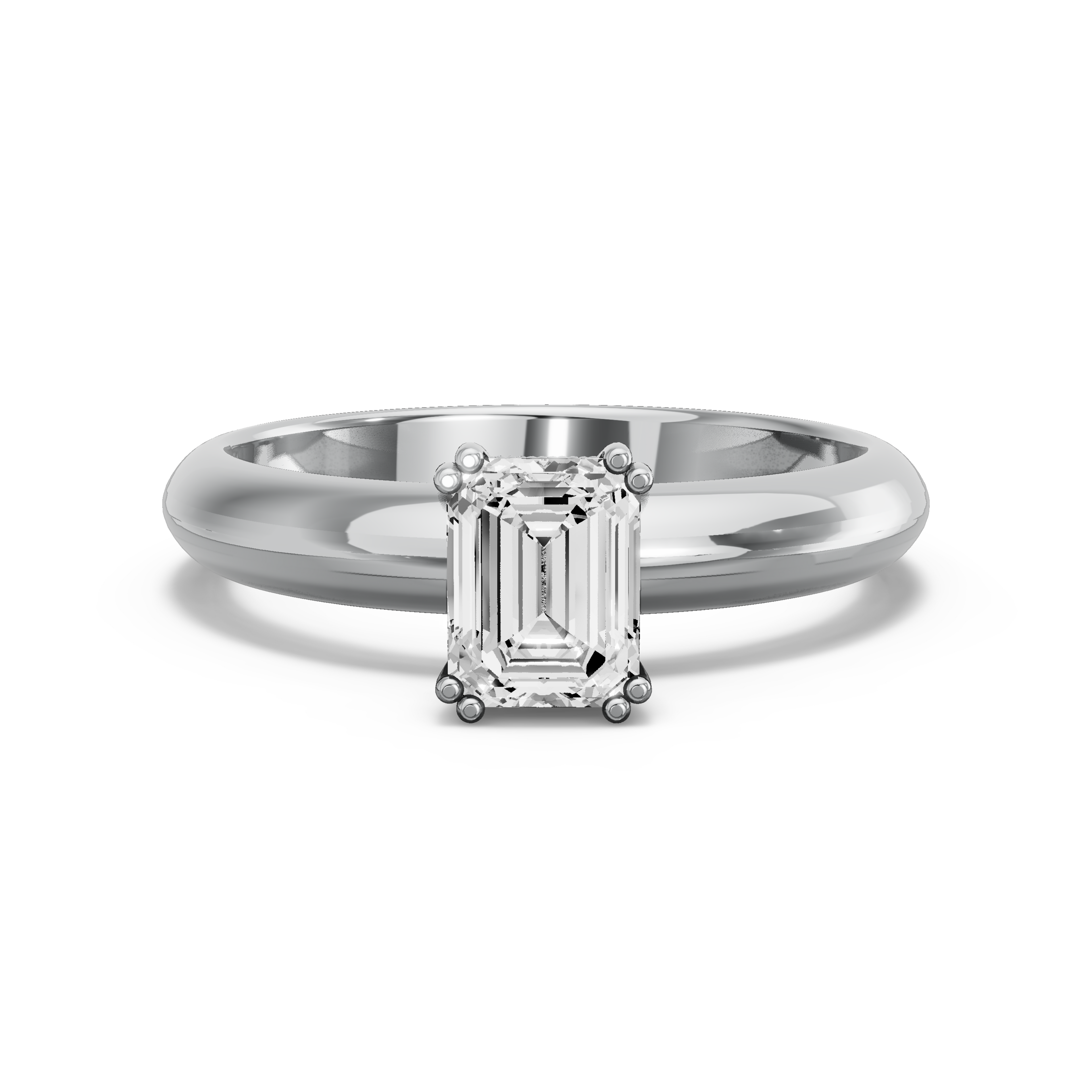 Image for Emerald Vintage Basket Ring with Knife Edge Solitaire band in 14K White Gold
