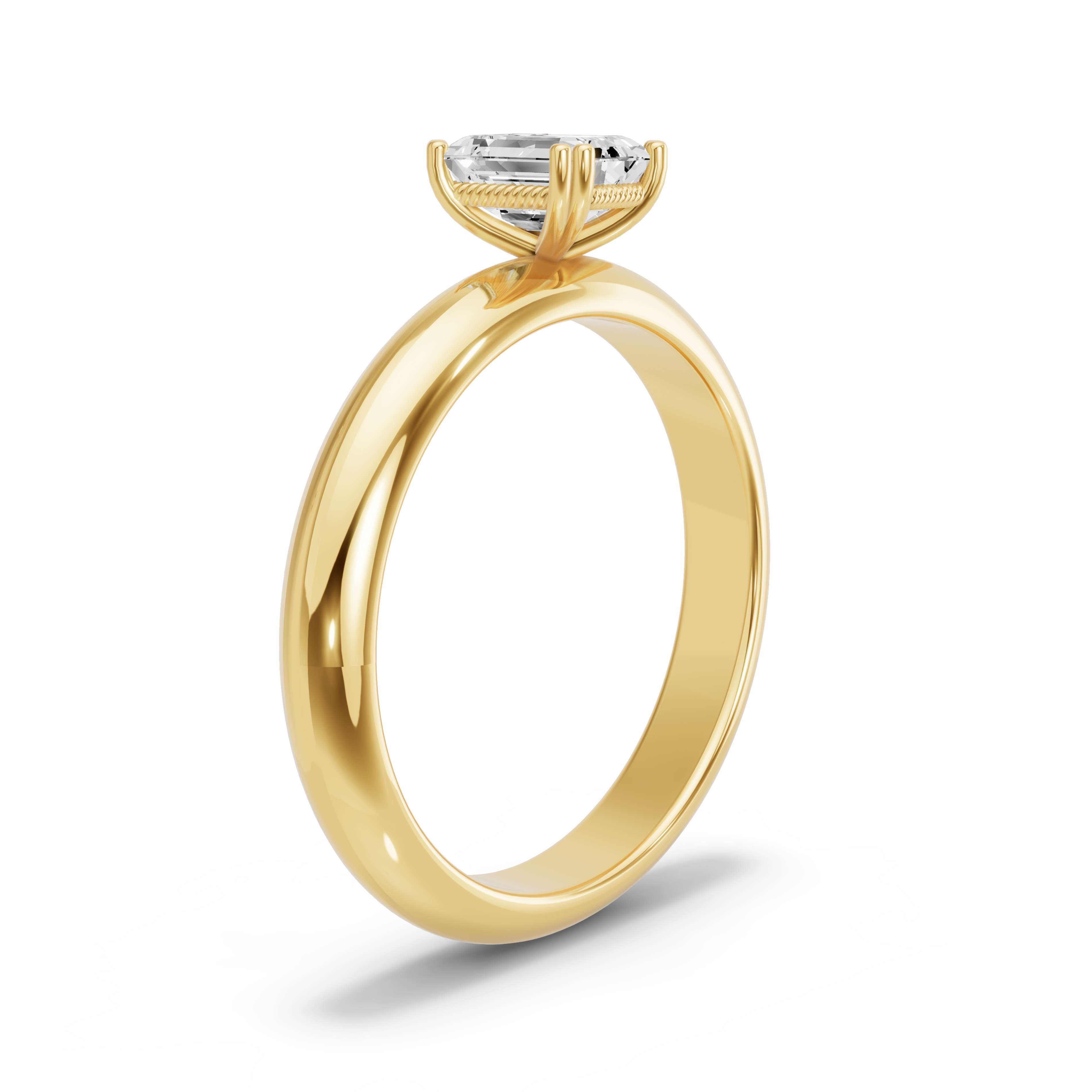 Image for Emerald Vintage Basket Ring with Knife Edge Solitaire band in 10K Yellow Gold