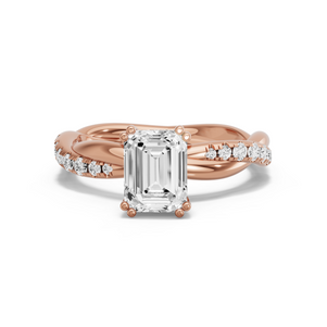 Image for Emerald Vintage Basket Ring with Rope Pave band