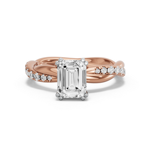 Image for Emerald Vintage Basket Ring with Rope Pave band