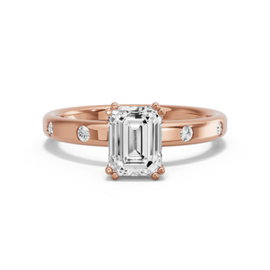 Image for Emerald Vintage Basket Ring with Sleek Accent band
