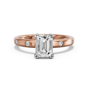 Image for Emerald Vintage Basket Ring with Sleek Accent band