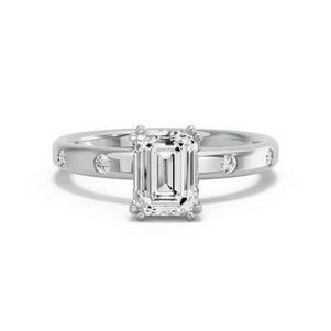 Image for Emerald Vintage Basket Ring with Sleek Accent band