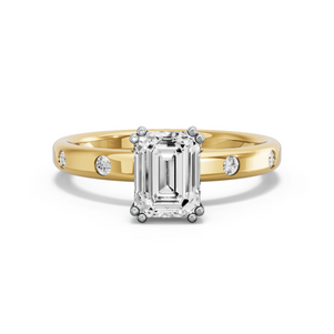 Image for Emerald Vintage Basket Ring with Sleek Accent band