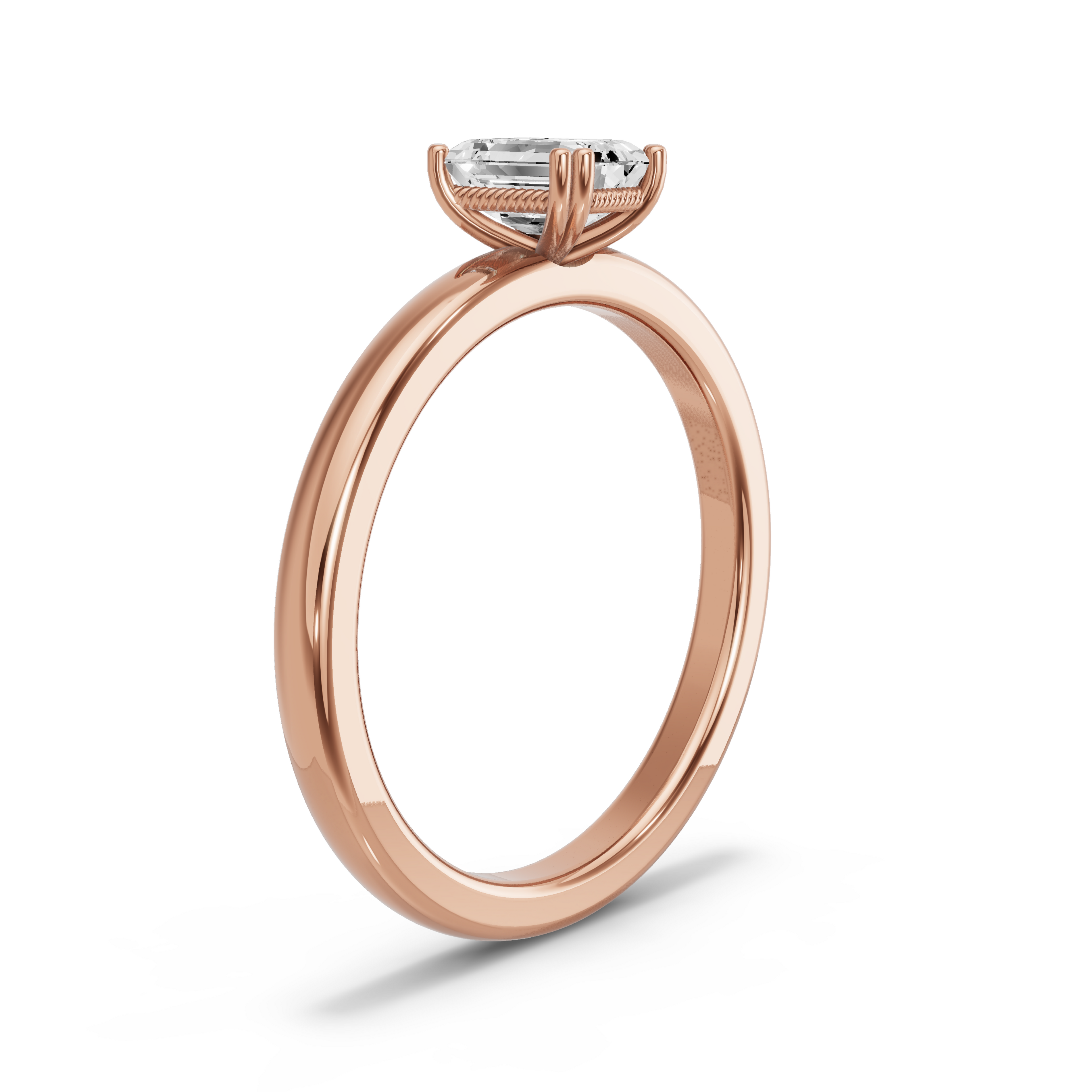 Image for Emerald Vintage Basket Ring with Solitaire band in 10K Rose Gold