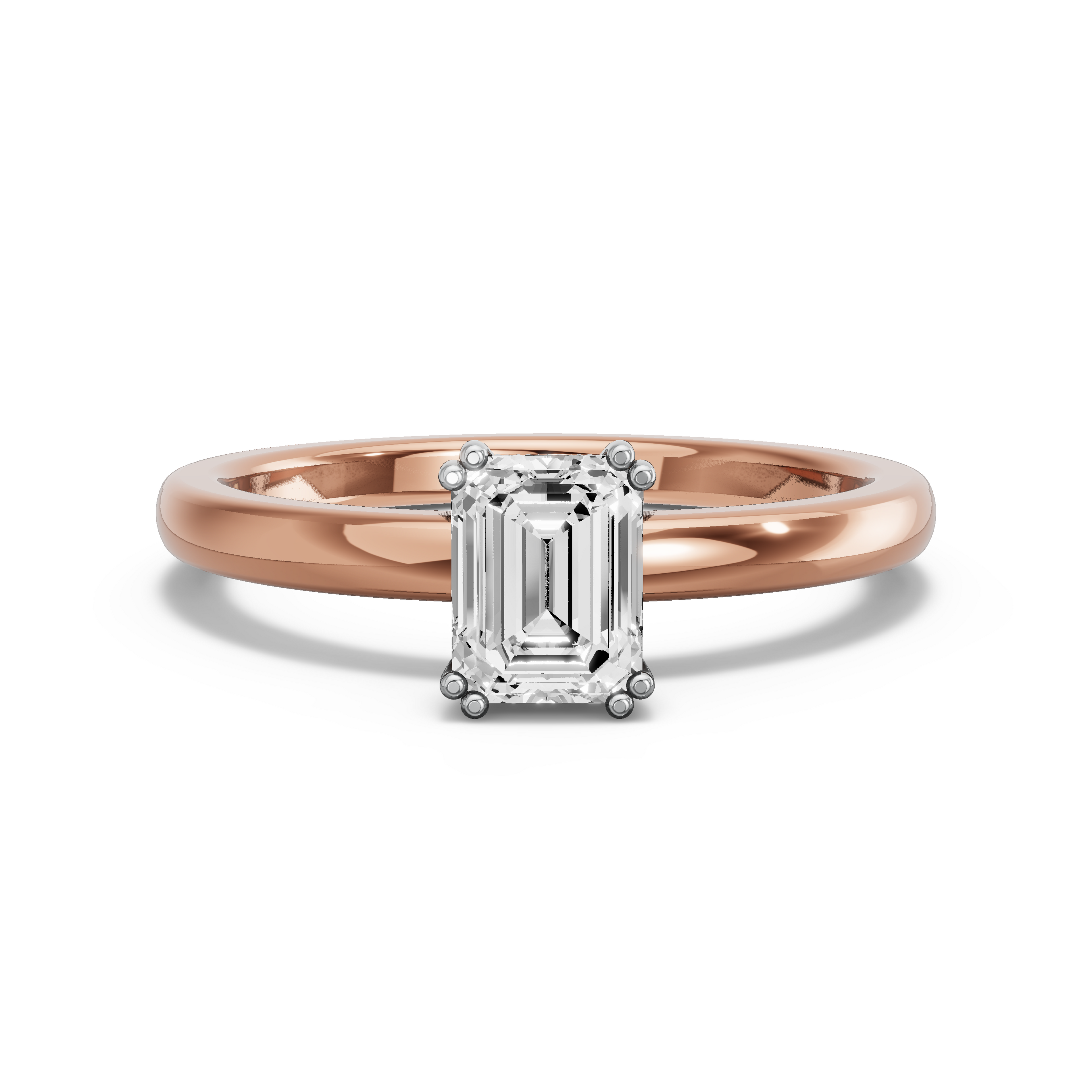 Image for Emerald Vintage Basket Ring with Solitaire band in 10K Two Tone Rose Gold