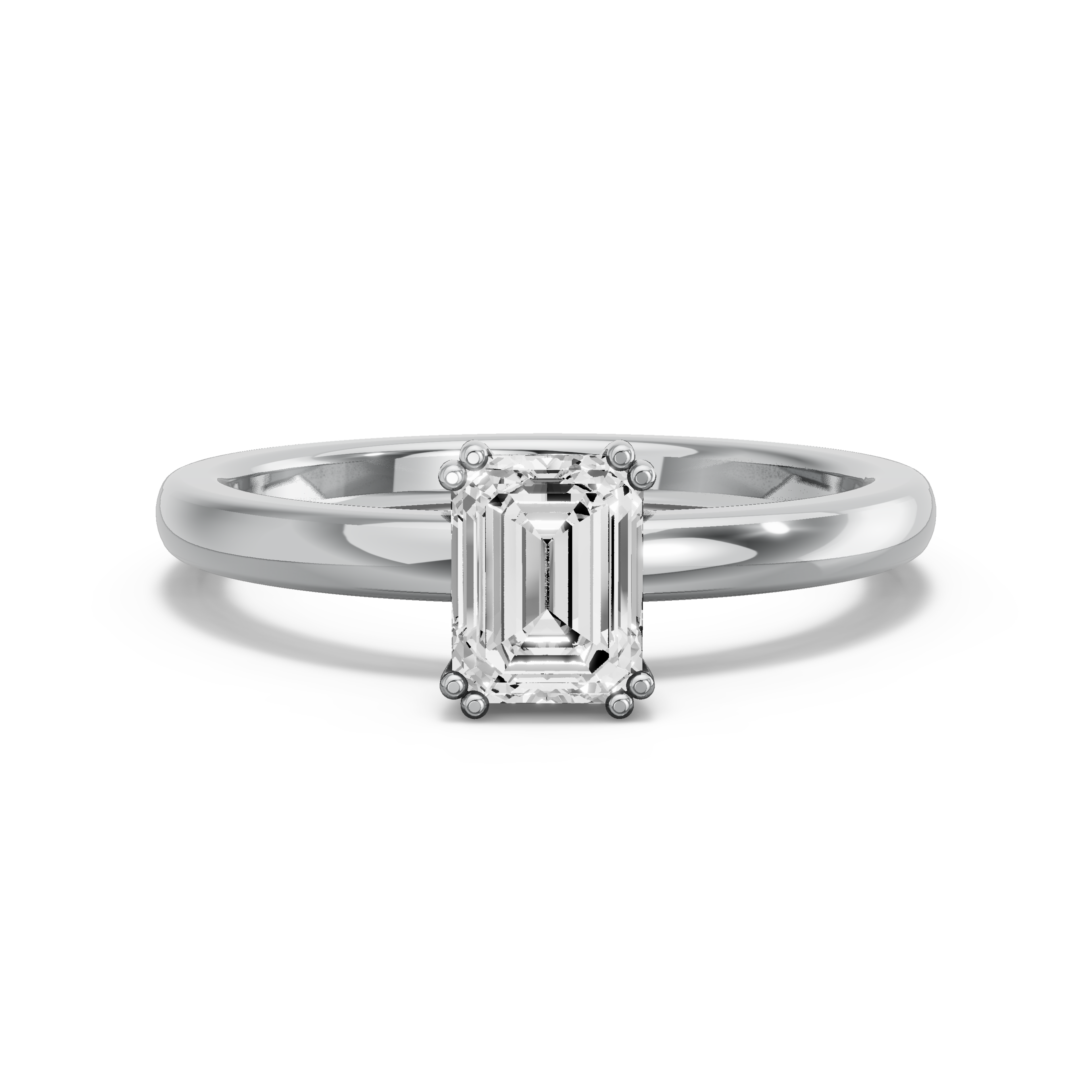 Image for Emerald Vintage Basket Ring with Solitaire band in 14K White Gold