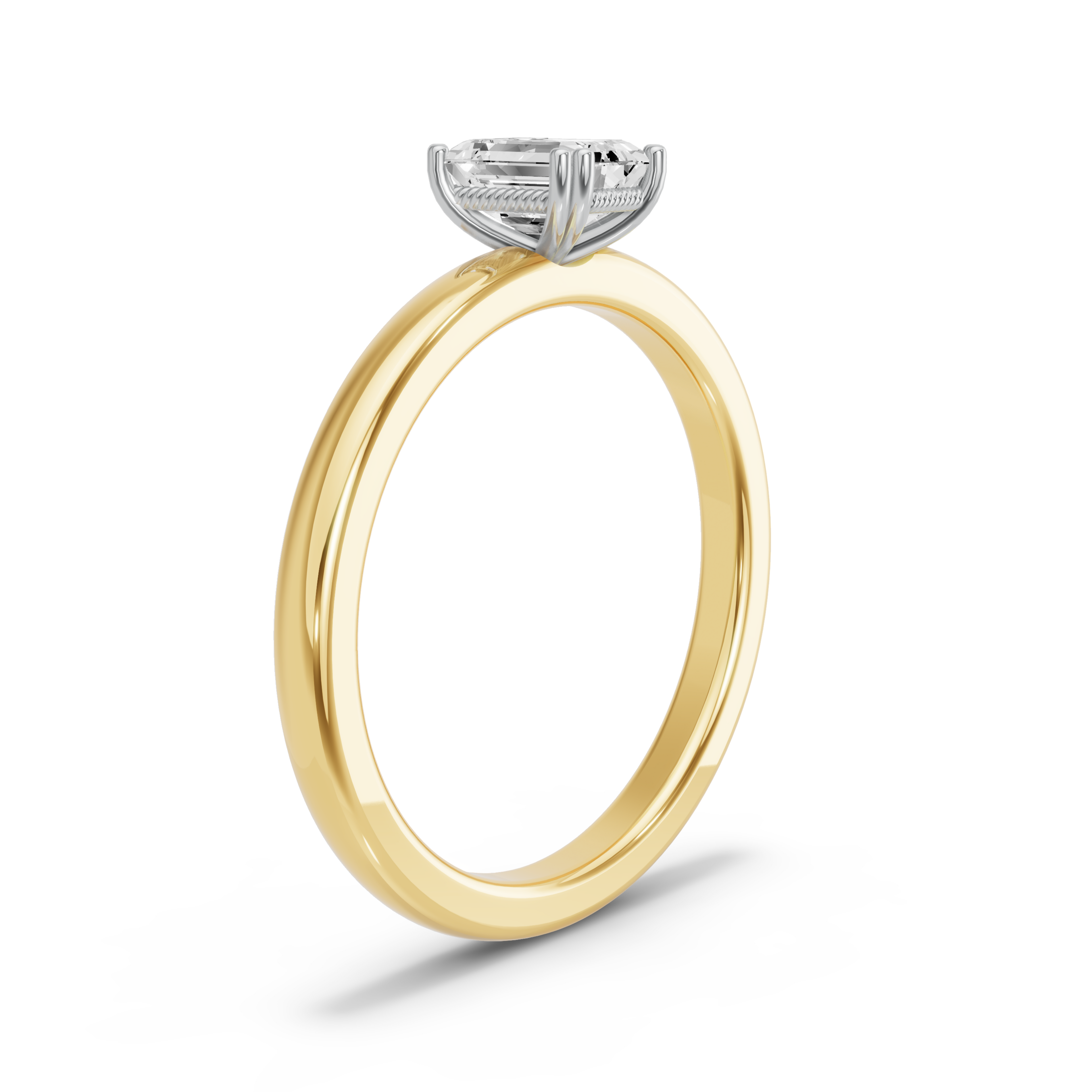 Image for Emerald Vintage Basket Ring with Solitaire band in 10K Two Tone Yellow Gold