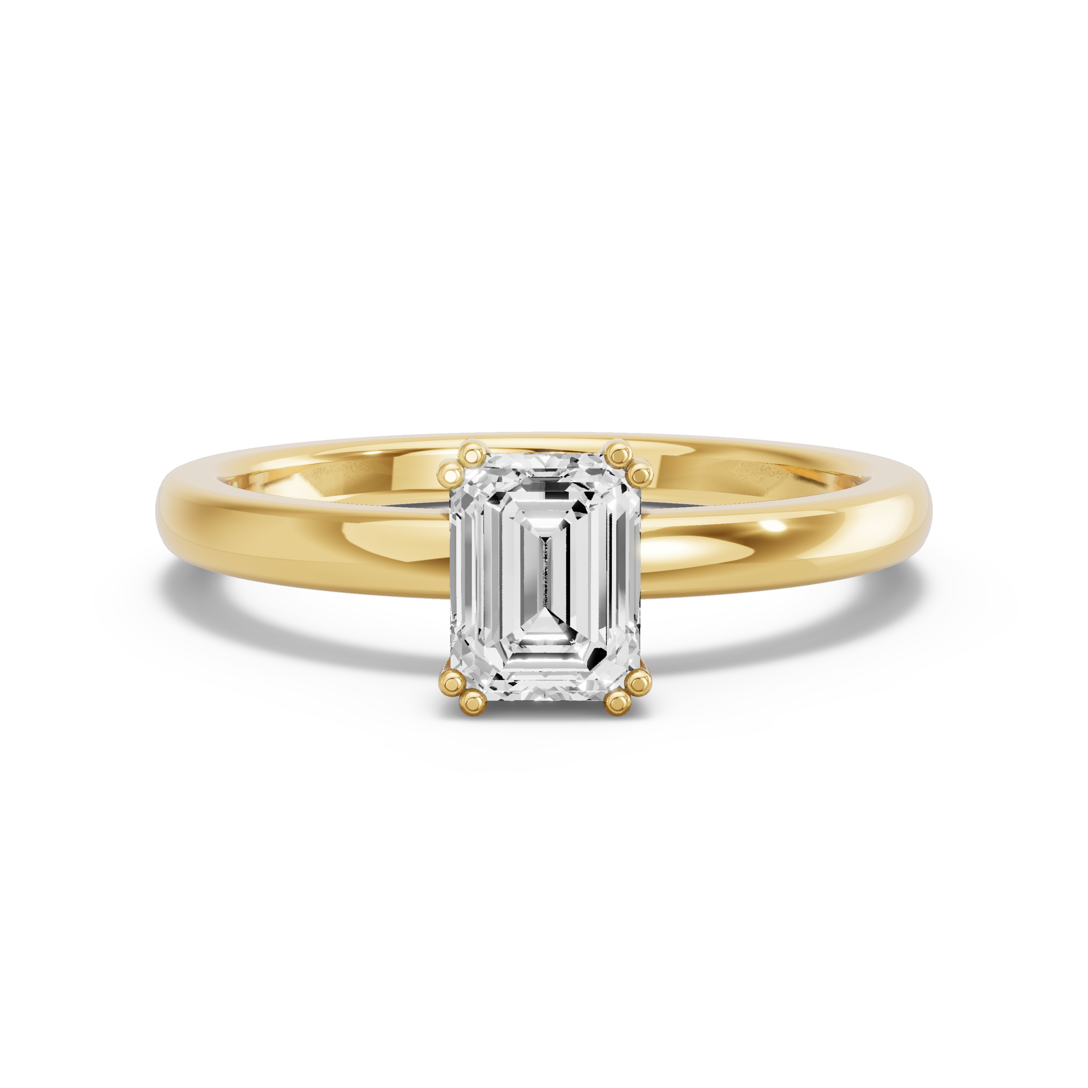 Image for Emerald Vintage Basket Ring with Solitaire band in 14K Yellow Gold