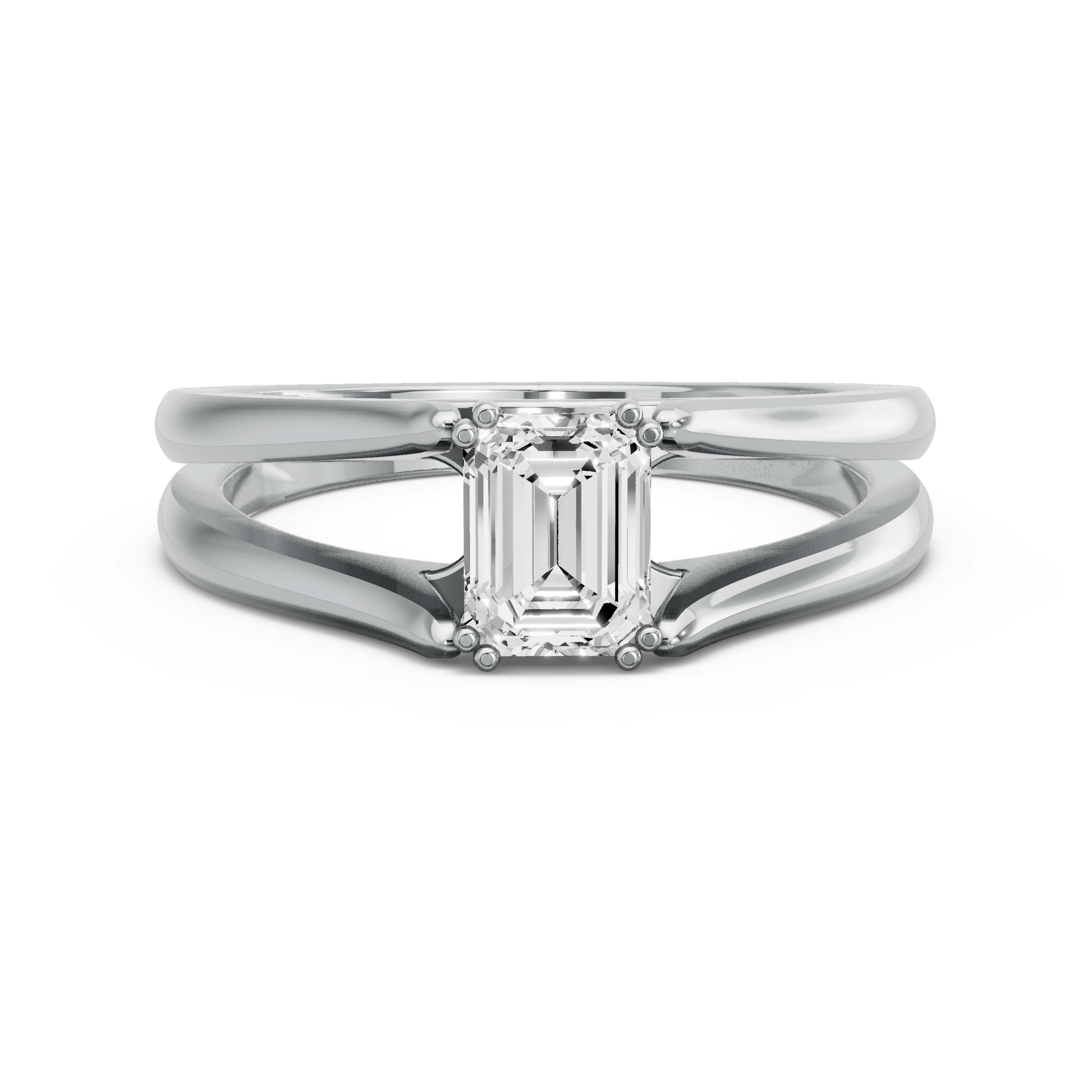 Image for Emerald Vintage Basket Ring with Split Ring Solitaire band in 950 Platinum