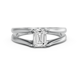 Image for Emerald Vintage Basket Ring with Split Ring Solitaire band