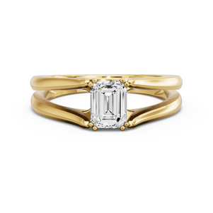 Image for Emerald Vintage Basket Ring with Split Ring Solitaire band