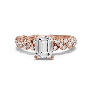 Image for Emerald Vintage Basket Ring with Twist Pave band