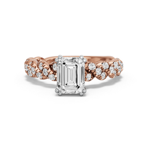Image for Emerald Vintage Basket Ring with Twist Pave band